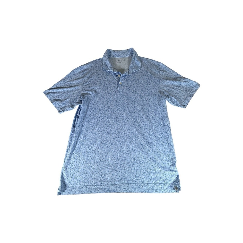 Peter Millar Shirt Adult XL Crown Polo Blue Flower All Over Print Pima Mens
